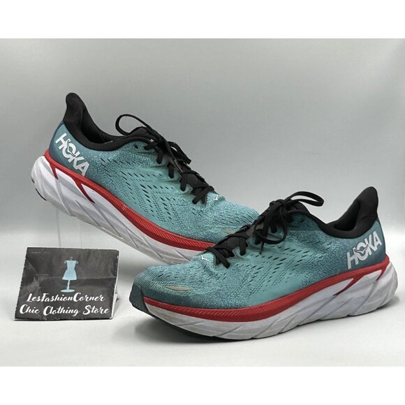 Hoka One One Men's Teal Aquarelle Clifton 8 Running Athletic Shoes Sz 11.5D 3021 - Picture 14 of 16